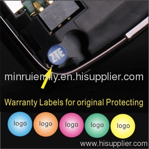 Tamper evident seal labels for warranty cell phones,cutom destructible labels