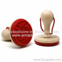 popular logo design silicone cookie stamp with plastic handle