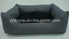 Black plaid printed pet bed