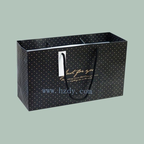 Black ground white point printed paper bag for shopping