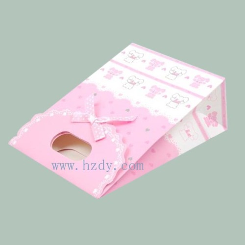 Pink and white printed gift paper bag