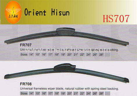  Practical frameless wiper blade with spring steel backing