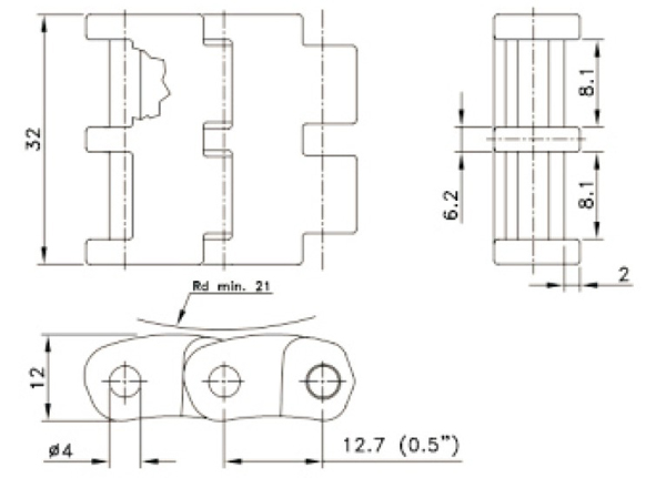 Double hinge Straight Run chains ( RW1108C )