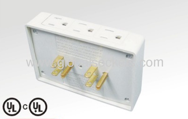 6ways 2plugs American type adapter