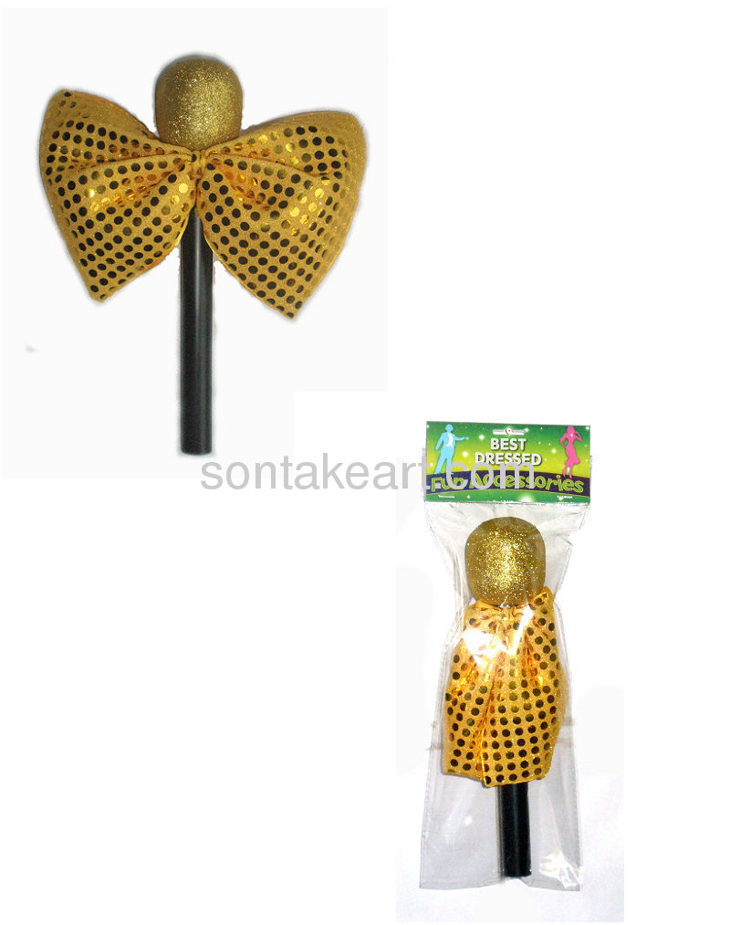 10 GLITTER MICROPHONE W/RIBBON FLOWER