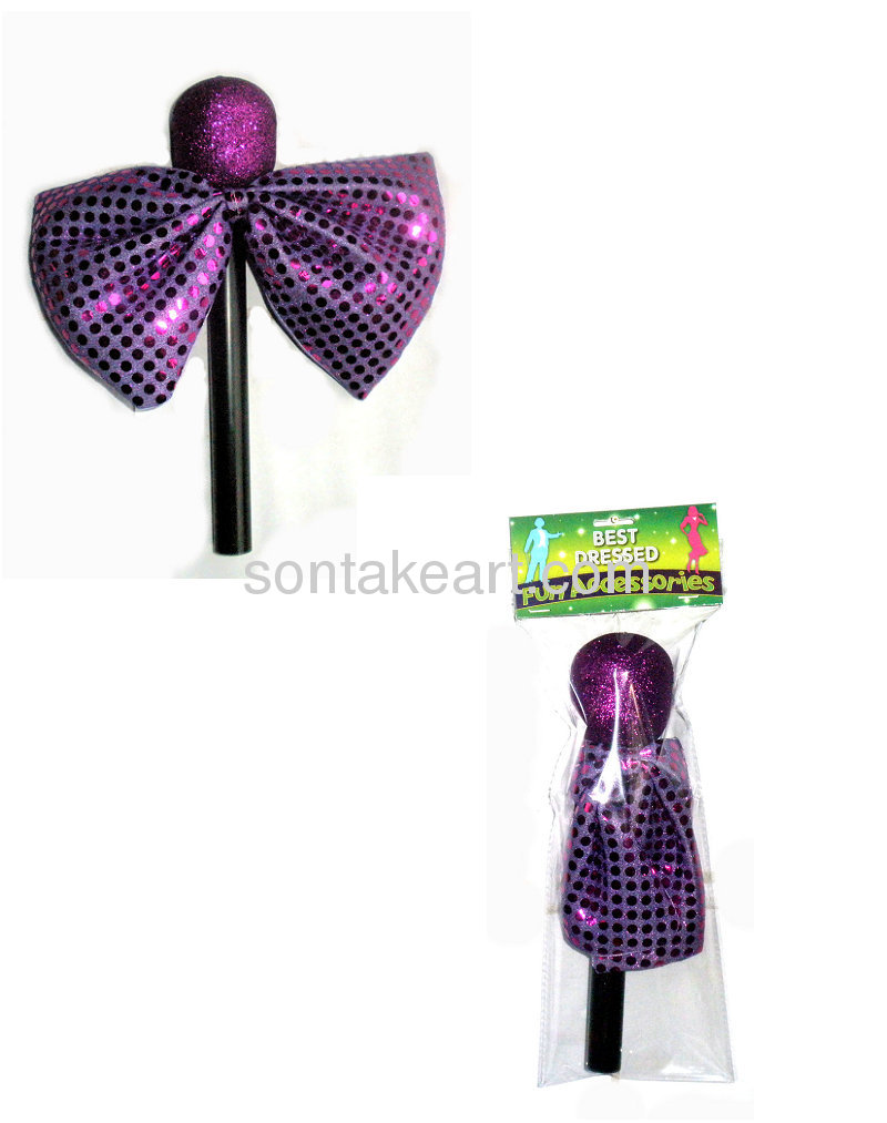 10 GLITTER MICROPHONE W/RIBBON FLOWER