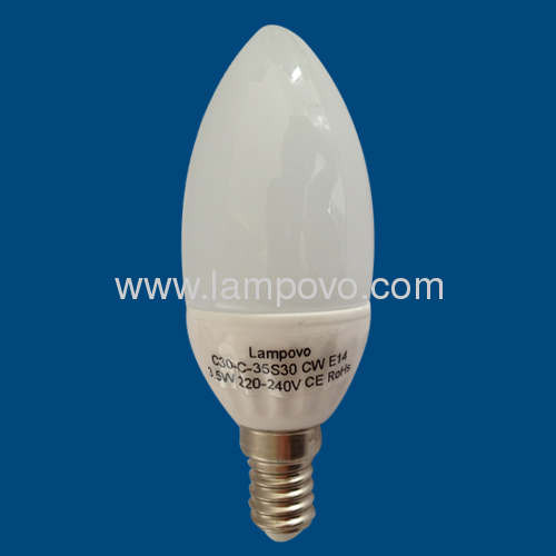 C37 E14/E27 SMD3014 2W 2700-7000K Ceramic Housing LED CANDLE bulb