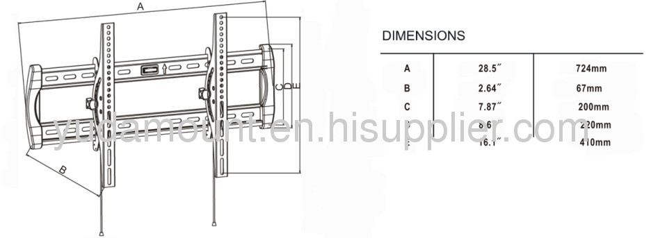 Tilting plasma/lcd tv wall mount for 30-50screen