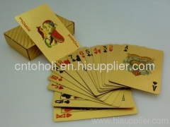 Gold playing cards with wooden box