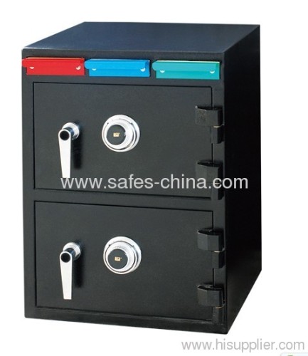 3 pull drawer Depository safe with two doors