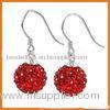 6 - 12mm Round Red Shamballa Bead Earrings Beaded Handmade Jewellery