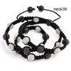 Black Cord Handmade Woven Rhinestone Shamballa Bead Necklace 16 Inches