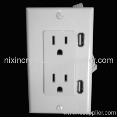 American style wall receptacles with USB charging outlets