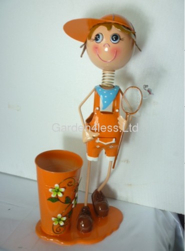 metal garden doll with pots