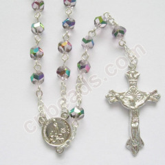 middle plated crystal prayer beads rosary necklace