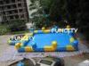 0.6mm PVC Tarpaulin Inflatable Water Pools with step and Pillar and Net for amusement park