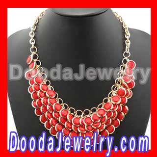 Fashion Coral Multi Layers Chunky Statement Necklace Wedding for women