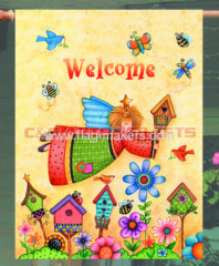 spring girl garden flag