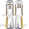 White / Yellow / Navy Blue Design Team Basketball Uniforms Silk Screen