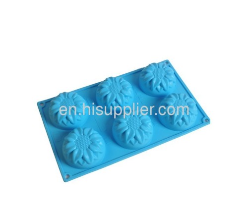 6 cups sunflower shaped silicone cake mould