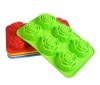 6 cups rose flower shaped silicone cake mould