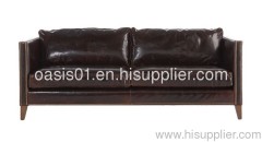 Brown Leather Restaurant Sofa