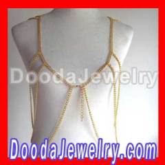 Fashion Long Gold Metal Link Elegant Body Chain Harness Necklace Women Jewelry