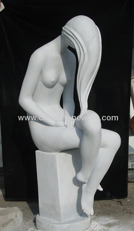 White Marble nude girl Statue
