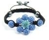 Crystal Flower Beads Bracelet Blue 10mm