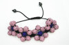 Crystal Flower Beads Bracelet Pink 10mm