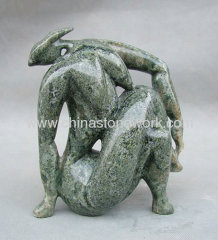 Hand-carved green granite Figurine