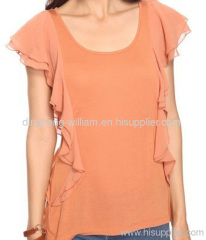 women's chiffon ruffle tee