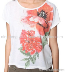 boxy rhinestone floral tee