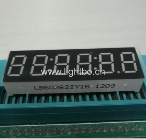 Super bright amber 6 digit 0.36 inch common anode 7 segment led numeric display