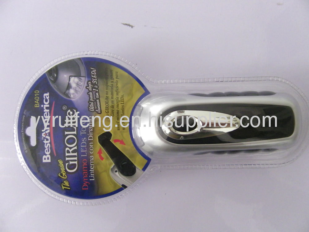 Hand crank led flashlight