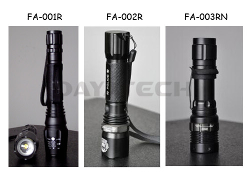 LED Flashlight with focus (zoom lens) & high power LED bulb- 7 designs, more designs available