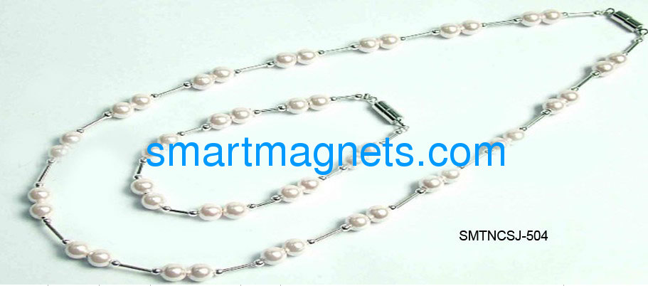 pearl color magnetic necklace bar copper