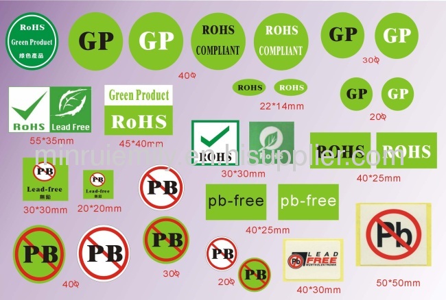 Custom variaty RoHS labels,pb free labels from China