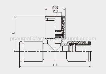 Brass T type push-in Fitting