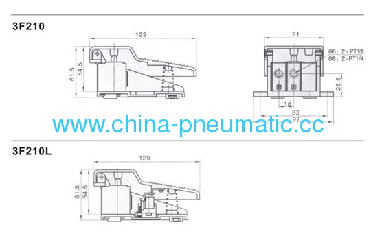 3F series foot valve,3/2 pedal valve