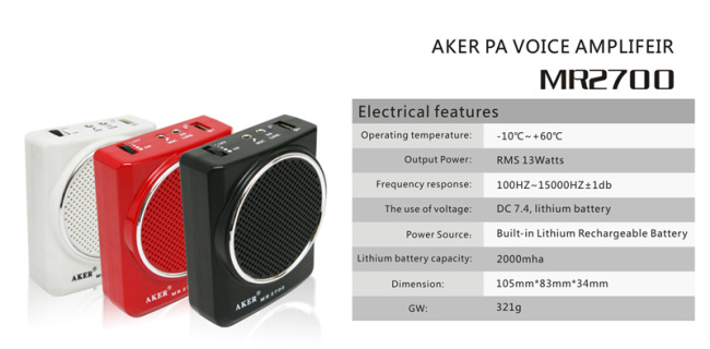 Aker portable vocal amplifier