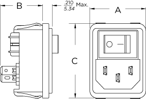 Compact Size IEC Connector with Switch for General or Medical Applications