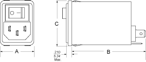 Compact Size IEC Connector with Switch for General or Medical Applications