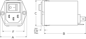 Compact Size IEC Connector with Switch for General or Medical Applications