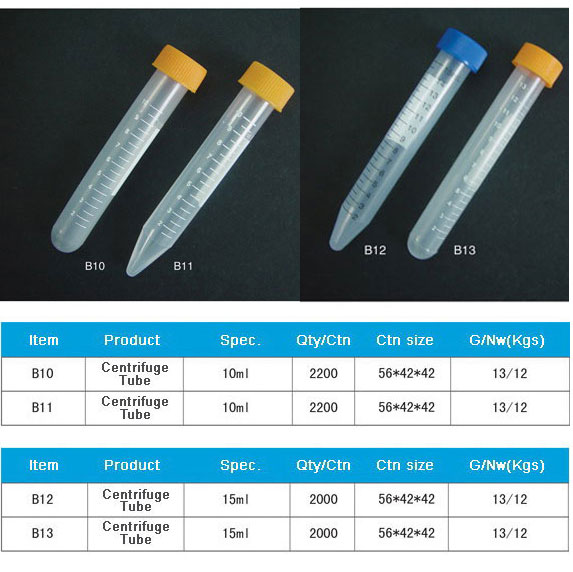 Disposable Centrifuge Tube for laboratory use