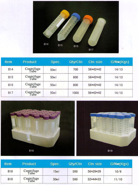 Disposable Centrifuge Tube for laboratory use