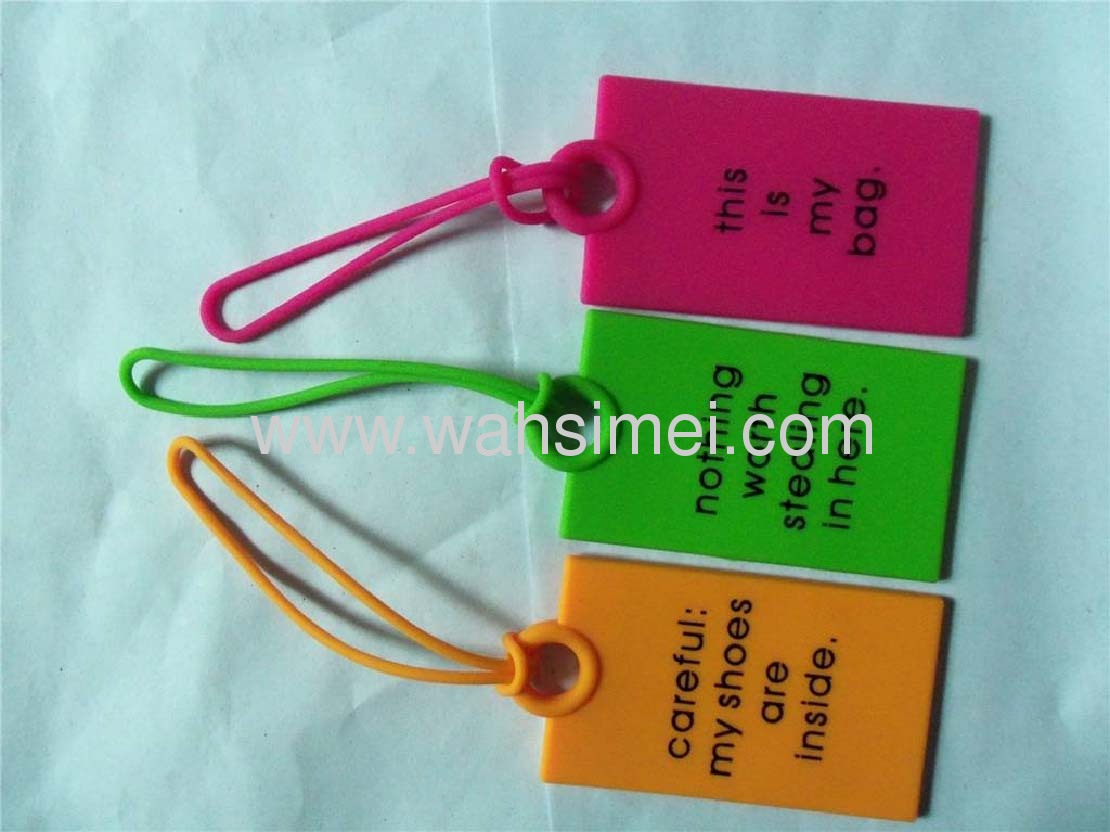 Fashion hot selling square promotional cute silicone luggage tag card 