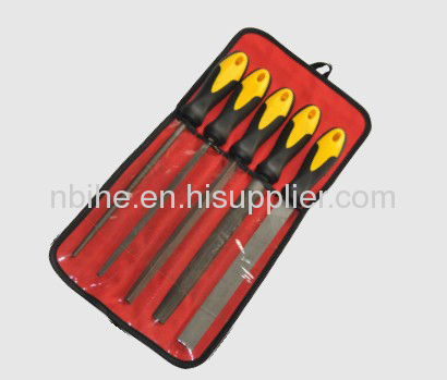 5pcs steel file set Red pouch packing