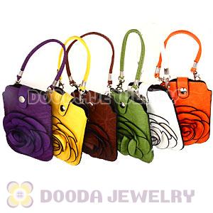 Mix Color Leather Flower Case Bag mobile phone Zipper Pouch For i Phone 5