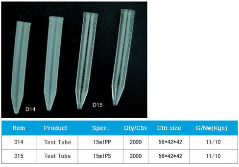 Plastic Test Tube for laboratory use